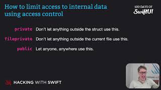 How to limit access to internal data using access control – Swift for Complete Beginners
