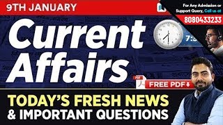 #210 : 9 January 2019 Current Affairs in Hindi | Current Affairs January 2019 Questions + Static GK