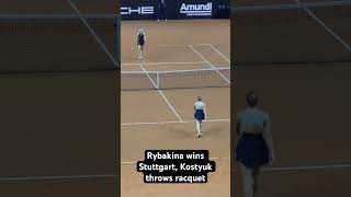Elena Rybakina wins Stuttgart final vs Marta Kostyuk, who throws her racquet away in despair #tennis