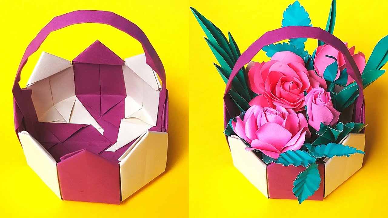 Origami Paper Basket | How To Make Paper Basket | DIY Paper Flower ...