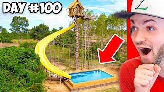 This took *100 DAYS* to build! (Secret Treehouse Swimming Pool)