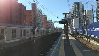 横須賀線E217系平沼橋駅ジョイント音通過