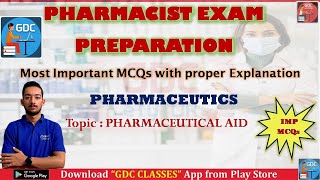 PHARMACEUTICAL AID [PHARMACEUTICS] IMPORTANT MCQS | PHARMACIST EXAM PREPARATION BY AKASH SIR.