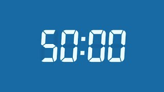 50 Second Digital Countdown Timer | Ice Blue Digits | Deep Sky Blue Background | No Sounds