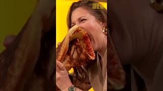 Drew Barrymore Eats the Biggest Slice of Pizza EVER! | The Drew Barrymore Show | #Shorts