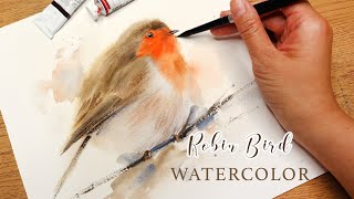 How To Paint A Robin Bird Step By Step Watercolor Tutorial Using Wet-On-Wet Technique