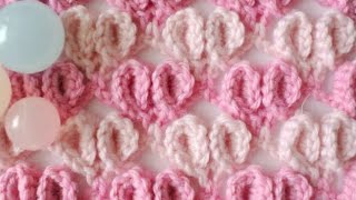 كروشيه غرزة القلوب (3D) How to crochet the heart stitch