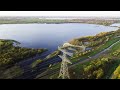 drone flight juliana canal in echt limburg the netherlands 4k