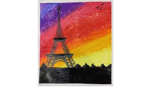 How to Draw Eiffel tower scenery with oil pastels / #oilpastel #eiffeltower #scenery #drawing #Tower