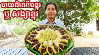 វិធីធ្វើបង្អែមបាយដំណើបខ្នុរ(សង្យាខ្នុរ) Sticky Rice with Jackfruit Dessert