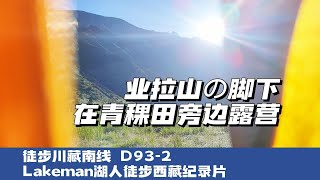 徒步西藏D93-2 晚上进入八宿县境内在业拉山的脚下青稞田旁边露营