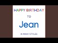 Happy Birthday To Jean - Traditional