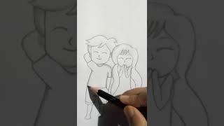 Cute Boy and Girl drawing 🖌️💜#shorts