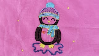 I'M A LITTLE PENGUIN*fascinating stitches*easy hand embroidery