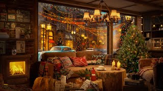 Warm Winter Night Jazz in Cozy Cabin 🎄 Christmas Ambience with Jazz and Cracking Fireplace for Relax
