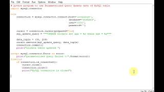 python program to use Parameterized Query Update data of MySQL table