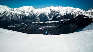 Snowboarding in the Mountains. Expectations vs Reality. Sochi. Russia. Rosa Khutor