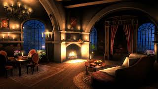 Castle, Cozy Room with Rain, Fireplace & Thunderstorm Sounds for 12 hours.