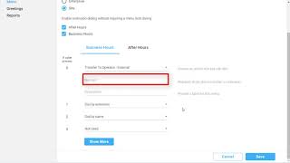 Webex Calling Admin Portal – Auto Attendants: Dialing Menu