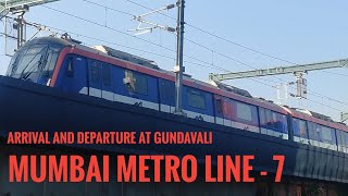 Mumbai Metro Line - 7 || Red Line Rake || Arrival and Departure || Gundavali Station, Andheri East