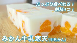 【材料4つで簡単】たっぷり食べれる！みかん牛乳寒天（牛乳かん）の作り方