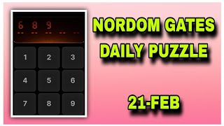 21 February Nordom Gates Puzzle | Today Nordom Gates Puzzle Code | AGP