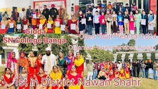 Gidda,SN College Banga,1st in District,Open Youth Festival 2024