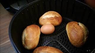 Schnelles Frühstück ! Brötchen und Ei aus der HeissluftFriteuse