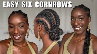 Six Cornrows with Buns Tutorial | Quick & EASY Protective Style for Natural Hair