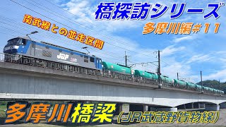 【橋探訪（多摩川編）#11】多摩川橋梁（JR武蔵野貨物線）で通過列車を満喫したい(At Tamagawa Bridge on the JR Musashino Freight Line)