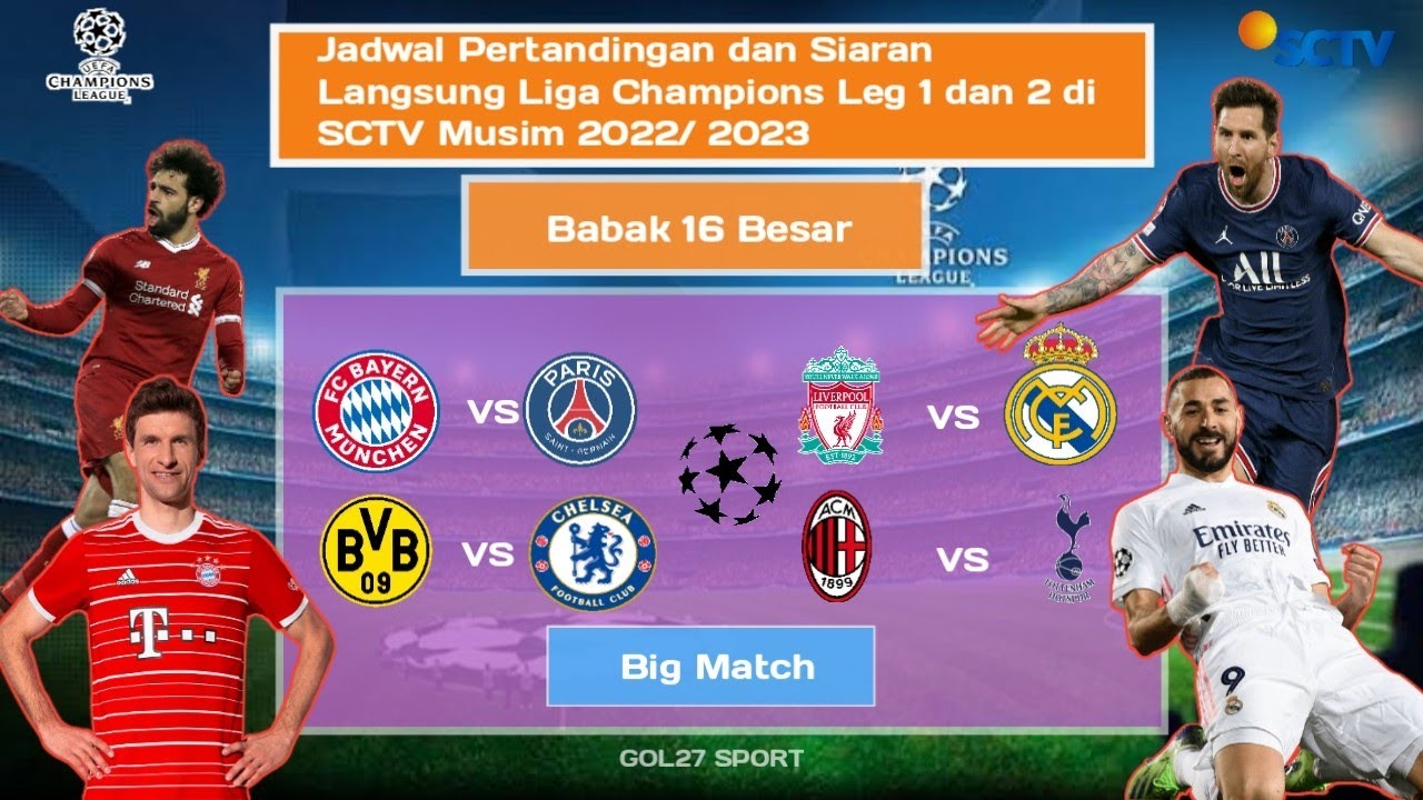 Jadwal 16 Besar Liga Champions Leg 1dan 2 - PSG Vs Bayer Muncen - Liga ...