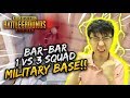 BARR BARR 1 VS 3 SQUAD DI MILITARY BASE! SELAMAT GAK YA?! | SOLO VS SQUAD | PUBG MOBILE