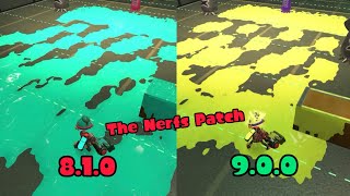 Splatoon 3 9.0.0 Balance Patch Comparison! ( The Nerf Patch) [9.0.0 vs 8.1.0]