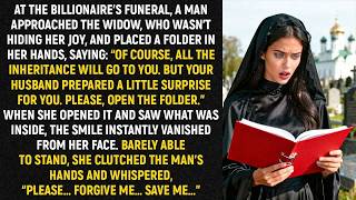 At the billionaire’s funeral, a man approached the widow, who wasn’t hiding her joy, and place