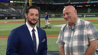 Evan Grant on Globe Life Field's roof, Rangers bullpen