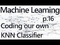 Creating Our K Nearest Neighbors Algorithm - Practical Machine Learning with Python p.16