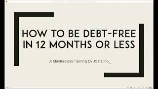 Debt Free in 12 Months Or Less Masterclass