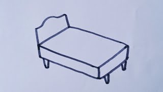 How to draw a Bed || Easy drawing step by step || Bed outline drawing.