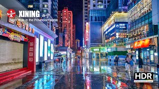 [4K HDR] 西宁雨夜漫步 - 青海省省会 Xining Rainy Night Walk - Capital of Qinghai Province 力盟商业步行街 中心广场地区