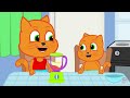 Familia de Gatos - El fantasma nos asustó Dibujos Animados Para Niños
