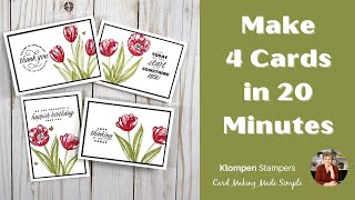 Ideas for Making Cards With Flowering Tulips | 4 Quick Greeting Cards