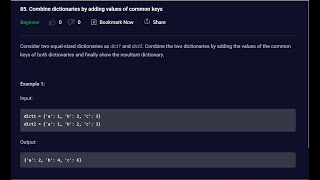 Combine dictionaries by adding values of common keys-😎Python Programming