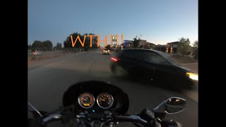 Grumpy Moto Mike has a close call on his Dyna on the ride home from work