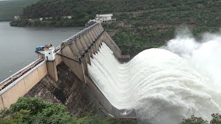 Srisailam Dam Gates Open, Spectacular Water Flow!