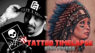 Tattoo Time Lapse - Rich Pineda - Tattoos Sullen Clothing Co Owners Wife in Indian Headress