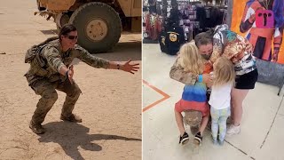 Military Mom Practices Hug For 10 Months Ready For Kids Reunion