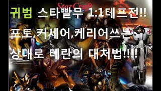 귀범 스타빨무1:1 테프전!! 포토,커세어,케리어만고집하는토스 케리어를잡아라!!