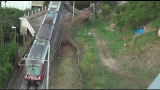 Circumvesuviana Italian Narrow Gauge Intercity Commmute Train Arriving Sorrento italy