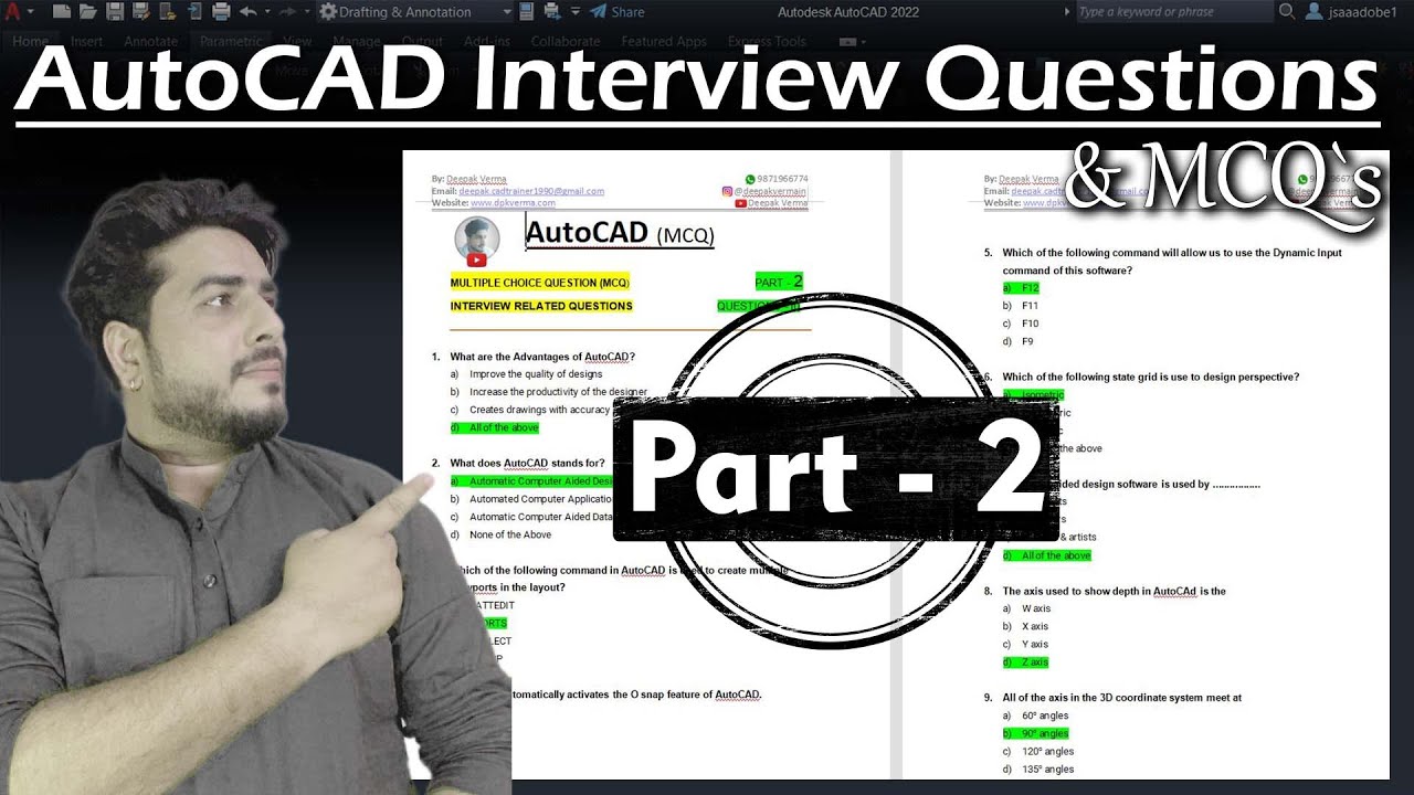 Part - 2 || AutoCAD MCQ`s & Interview Questions And Answers || Autocad ...