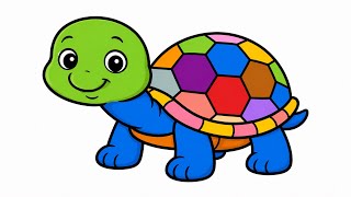 Turtle Coloring Fun for Kids! Learn Colors🎨 Fun & Easy Coloring🐢 Cute Turtle Drawing💖 Kid-Friendly
